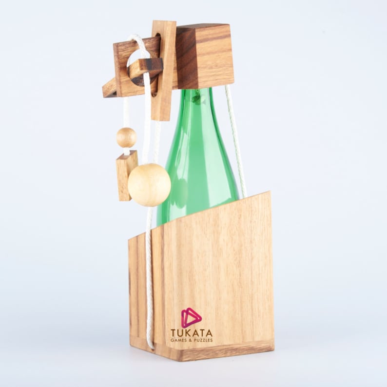 Wine Bottle Puzzle Lock, Reusable Brainteaser Gift, Level 3