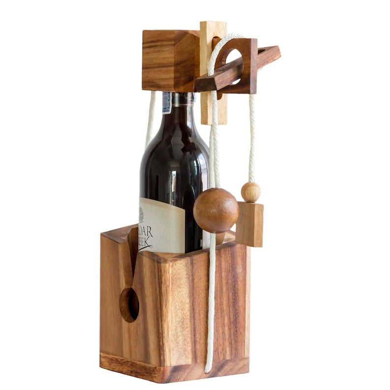 Wine Bottle Puzzle Lock, Reusable Brainteaser Gift, Level 3