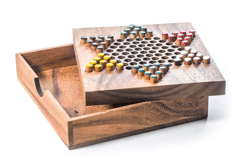 Handmade Wooden Chinese Checkers, 60 Pieces, Strategy Game