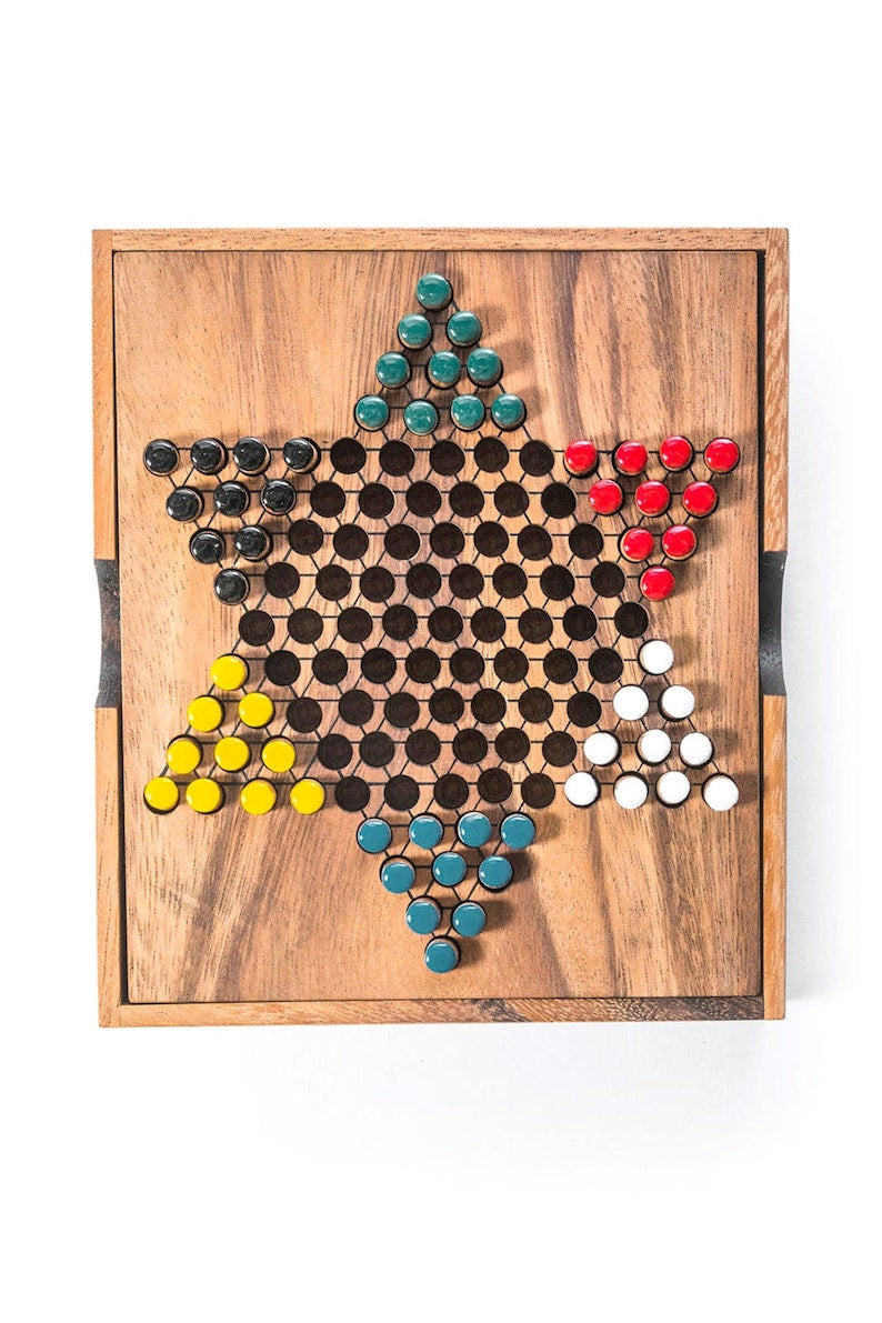 Handmade Wooden Chinese Checkers, 60 Pieces, Strategy Game