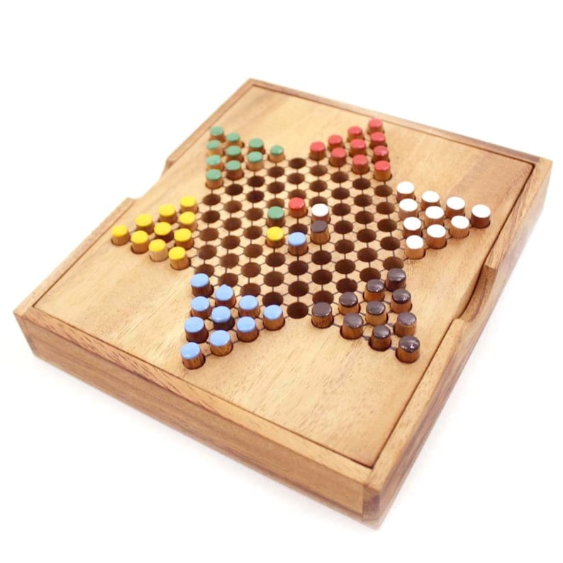 Handmade Wooden Chinese Checkers, 60 Pieces, Strategy Game