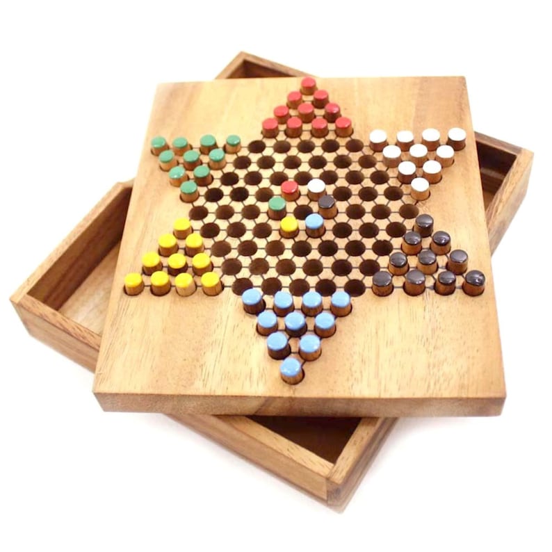 Handmade Wooden Chinese Checkers, 60 Pieces, Strategy Game