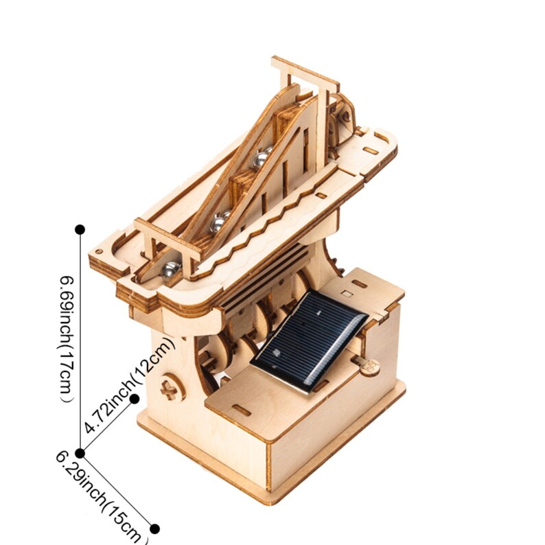 Solar/Battery 3D Wooden Marble Run Puzzle DIY Kit, Motor, Ages 14+