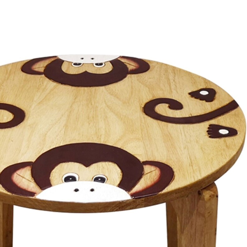 Hand Carved Wooden Monkey Kid's Table, Non-Toxic, Solid Wood