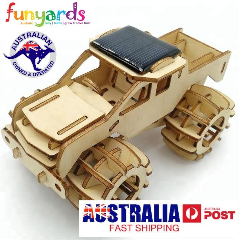 Solar/Battery Powered 3D Ply Wood 4x4 Truck Model Car Kit