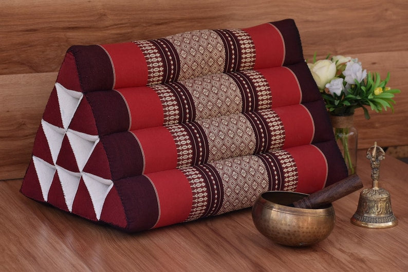 Handmade Natural Kapok Thai Triangle Pillow Backrest Cushion