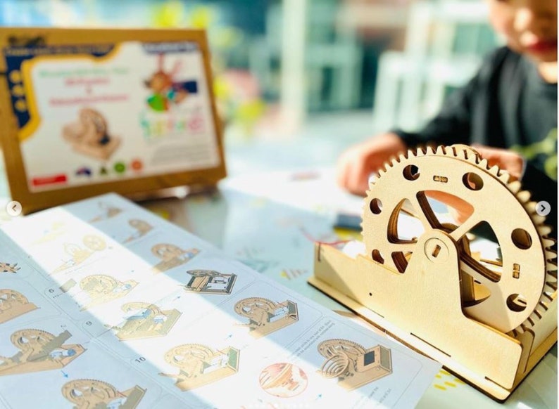 Motorized Laser-Cut Plywood Marble Run Model Kit for Ages 10+