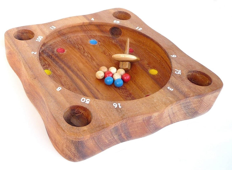 Handmade Wooden Roulette Board Game for Families, 390g