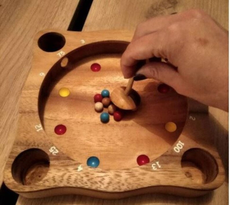 Handmade Wooden Roulette Board Game for Families, 390g