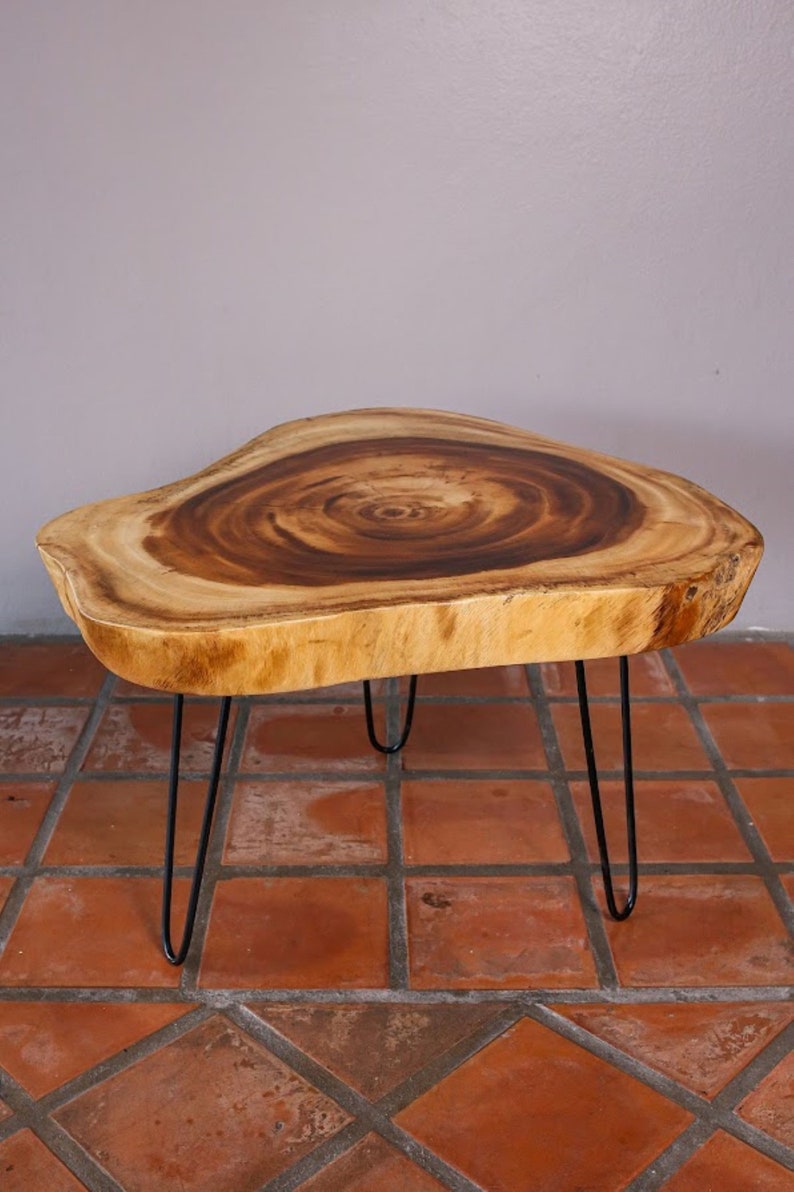 Premium Round Live Edge Raintree Wood Coffee Table