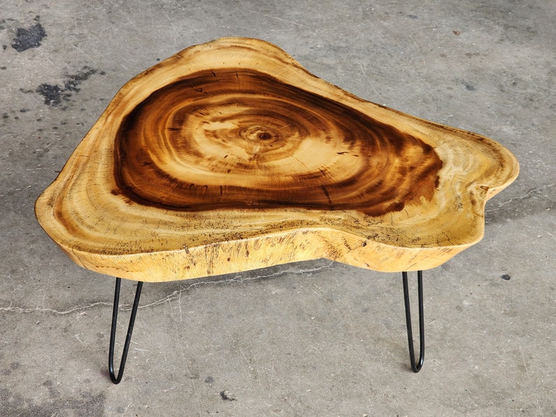 Premium Round Live Edge Raintree Wood Coffee Table