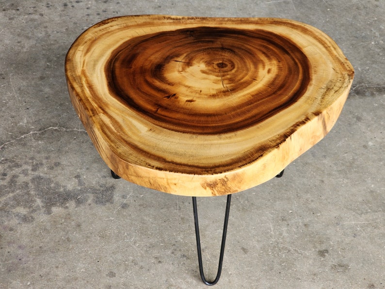 Premium Round Live Edge Raintree Wood Coffee Table