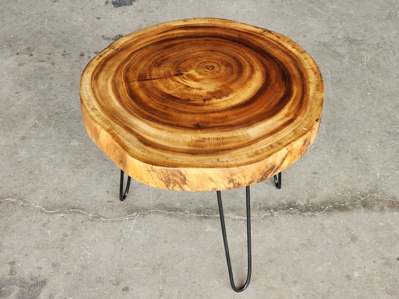 Premium Round Live Edge Raintree Wood Coffee Table