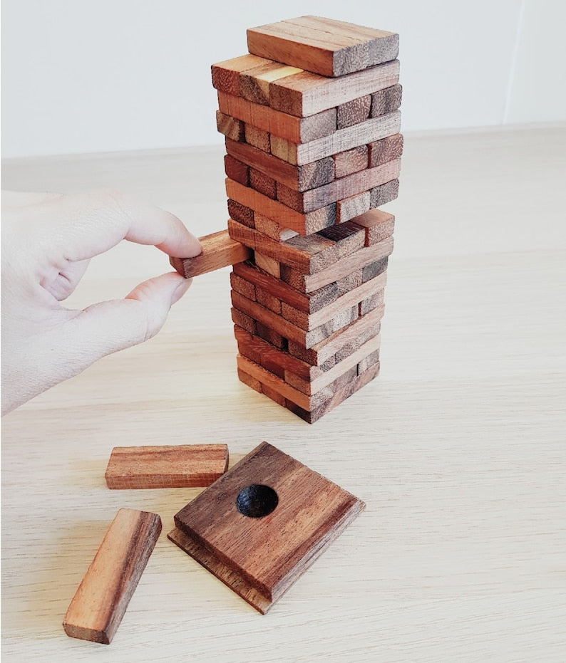 Handmade Wooden Stacking Blocks Balance Game Set, 54 Pieces