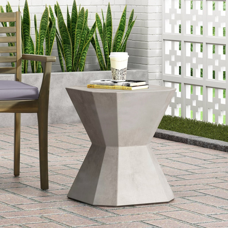 Durable Round Coffee Table 45CM, Concrete Fiberglass, Tablua