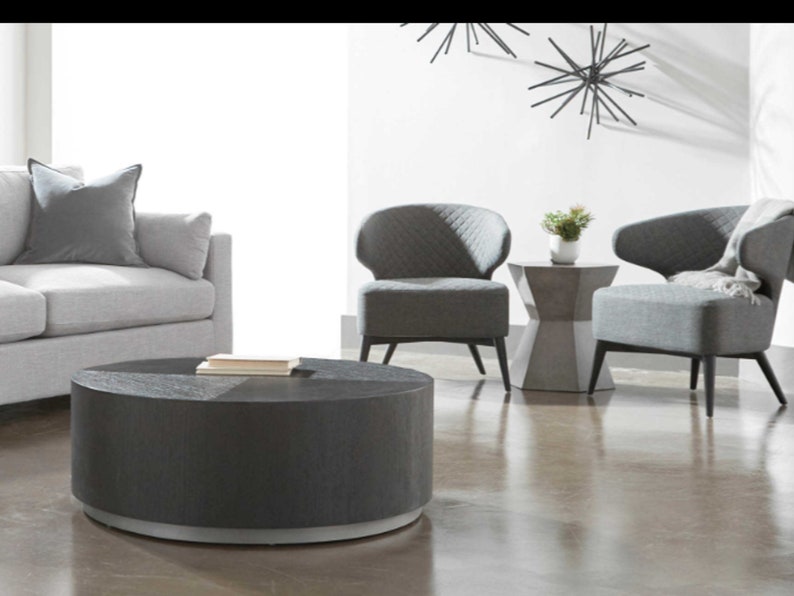 Durable Round Coffee Table 45CM, Concrete Fiberglass, Tablua