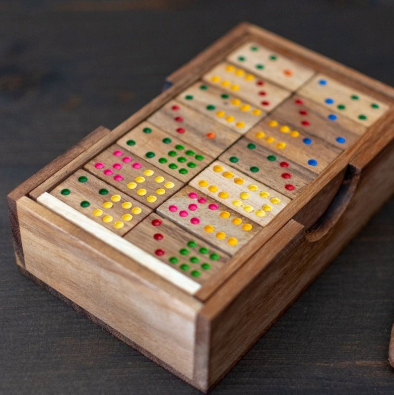 Handmade Wooden Domino Game Set, Gift Box, Sheesham Wood