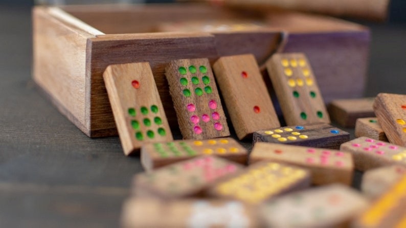 Handmade Wooden Domino Game Set, Gift Box, Sheesham Wood