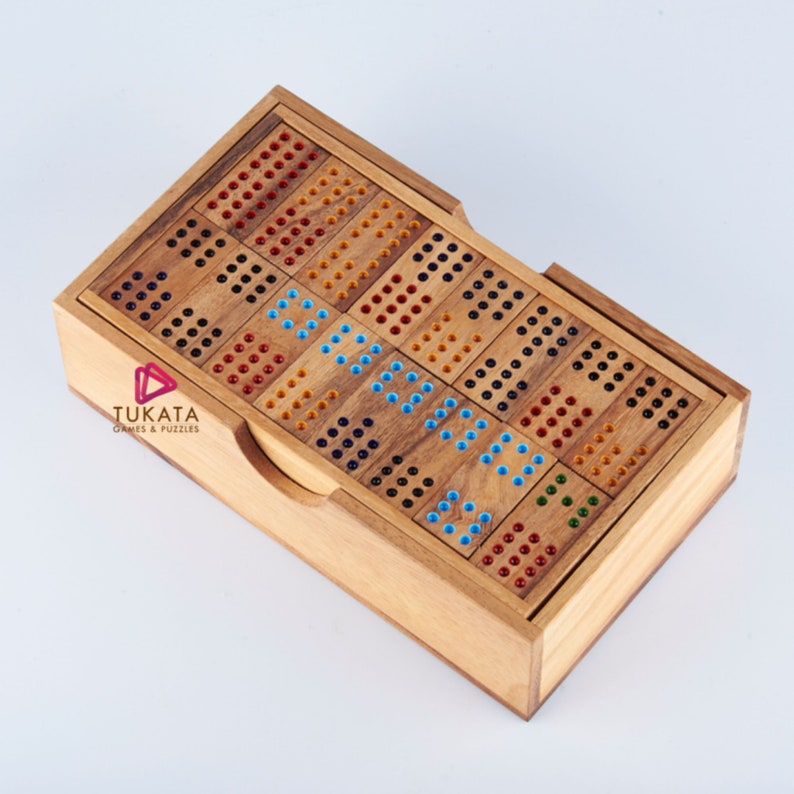 Handmade Wooden Domino Game Set, Gift Box, Sheesham Wood