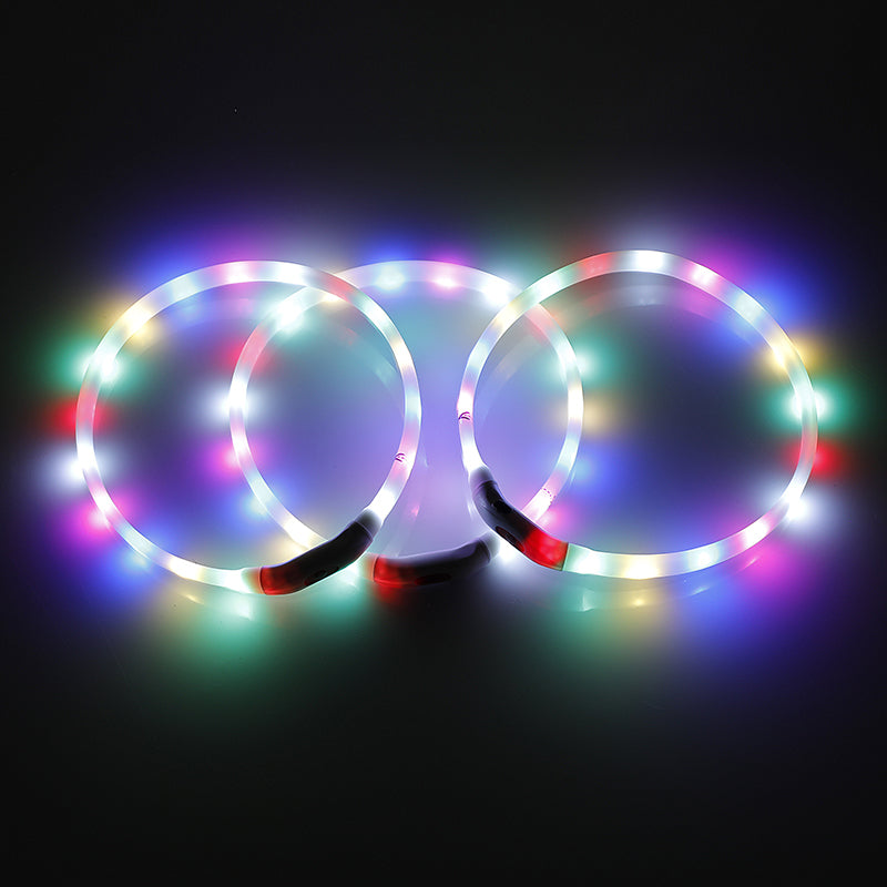 USB Rechargeable LED Dog Collars 55CM, 3 Modes, Set of 2 - YES4PETS