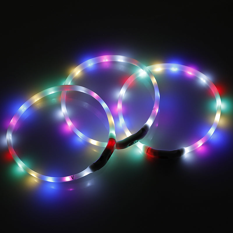 USB Rechargeable LED Dog Collars 55CM, 3 Modes, Set of 2 - YES4PETS