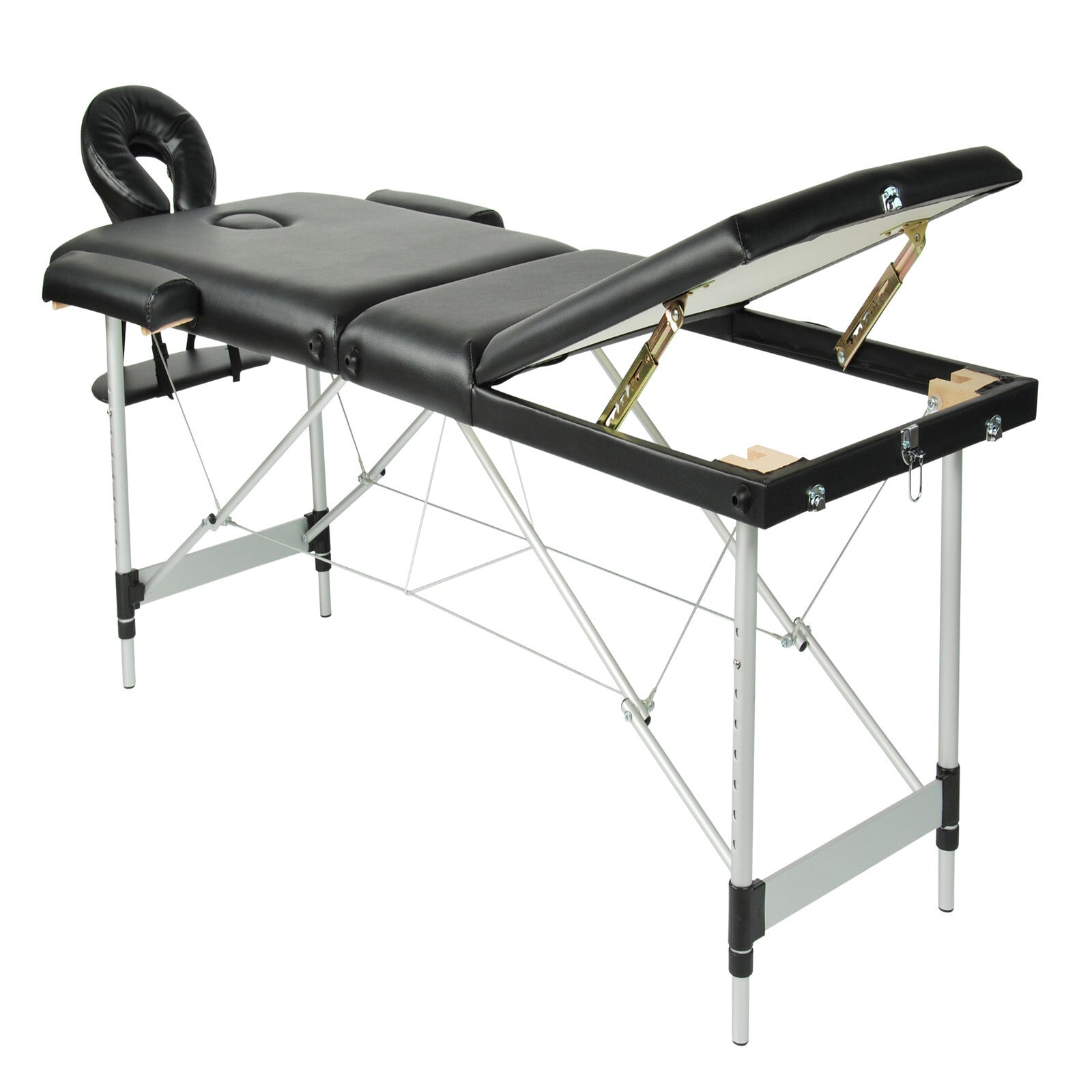 Adjustable Aluminium Portable Massage Table, Black - YES4HOMES