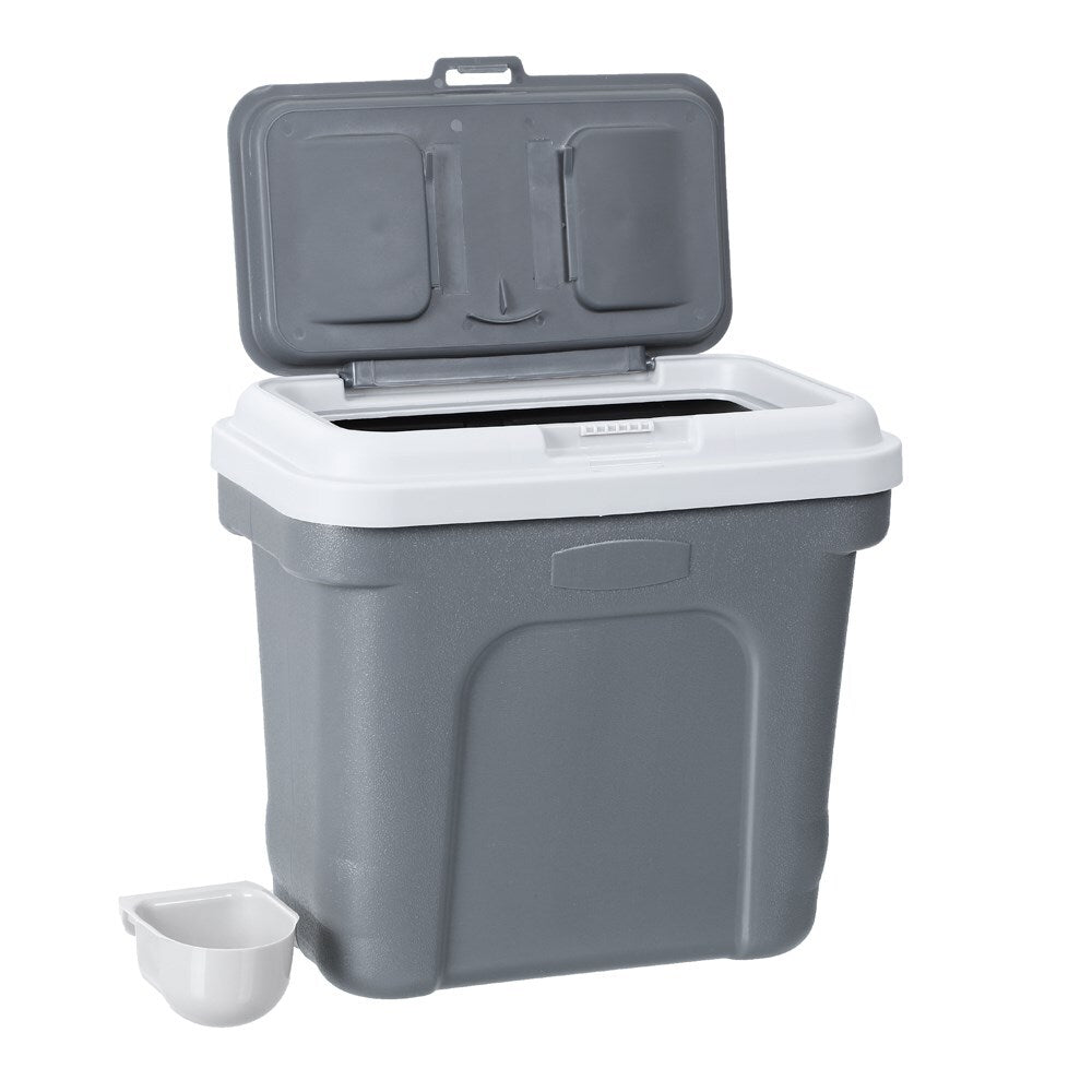 30L Pet Food Storage Container, Clip Lid, Scoop, Grey