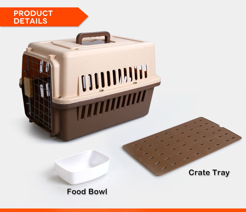 Lightweight Durable Pet Carrier Crate with Tray & Bowl - YES4PETS