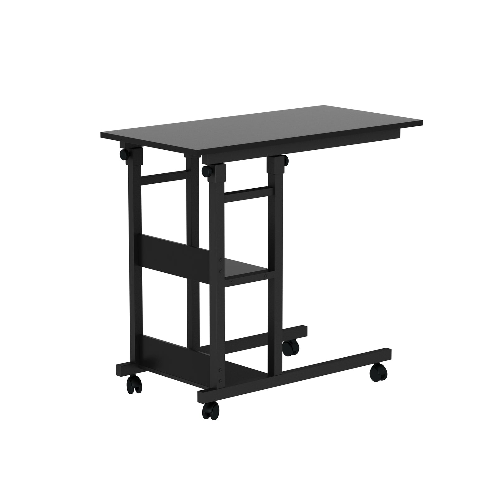 Adjustable Side Table with Storage Shelves, Wheels, YES4HOMES