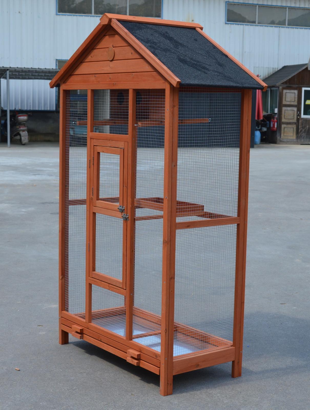 Spacious XXL Wooden Bird Cage, Weather-Resistant, 3 Perches, YES4PETS