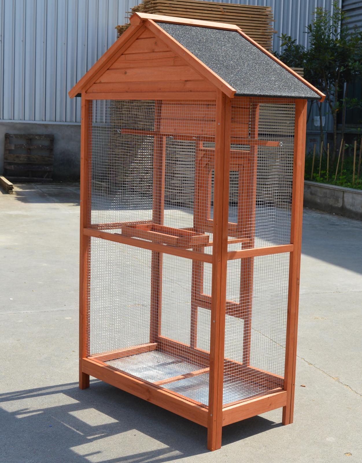 Spacious XXL Wooden Bird Cage, Weather-Resistant, 3 Perches, YES4PETS