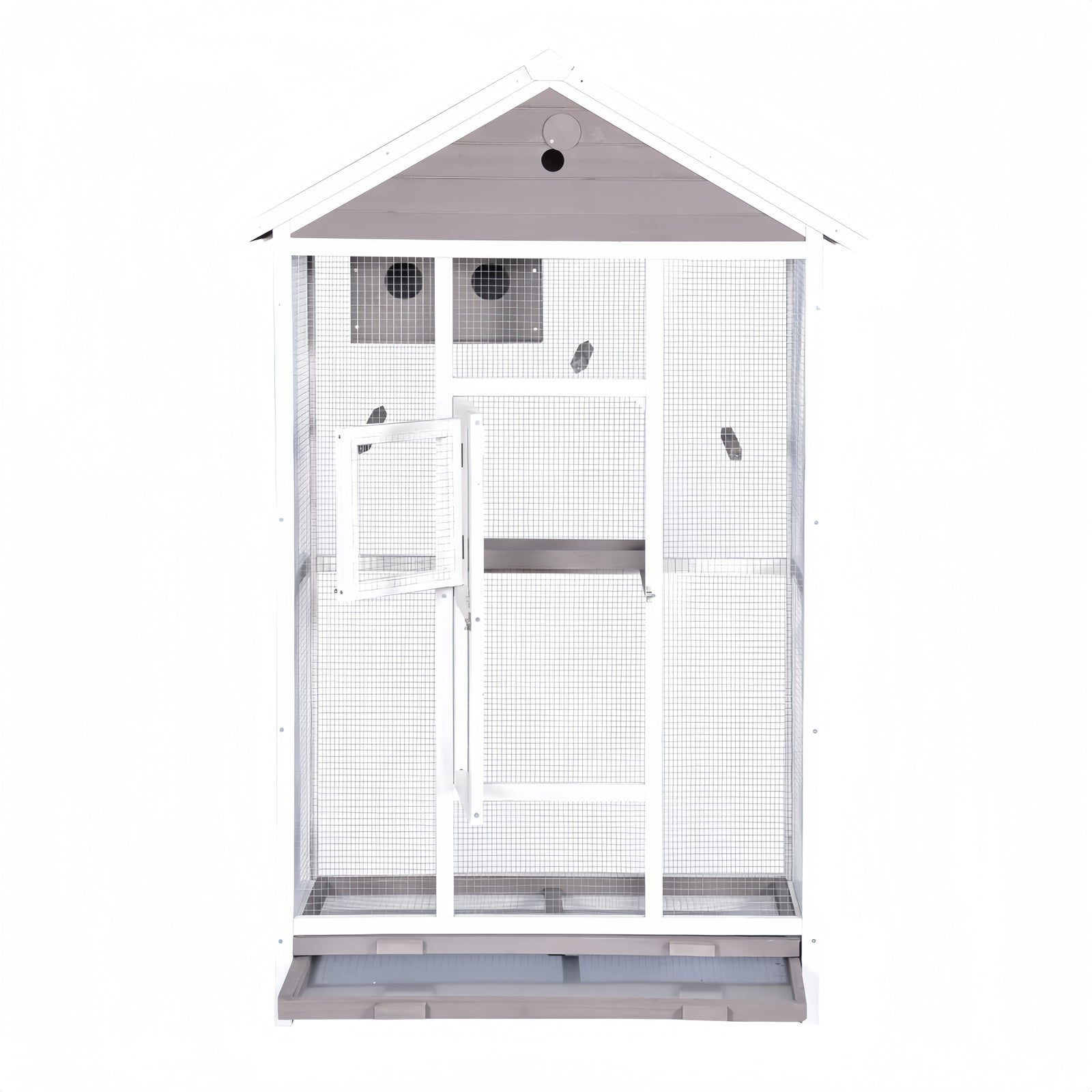 Spacious Wooden XXL Aviary Bird Cage, Weather-Resistant, Grey - YES4PETS