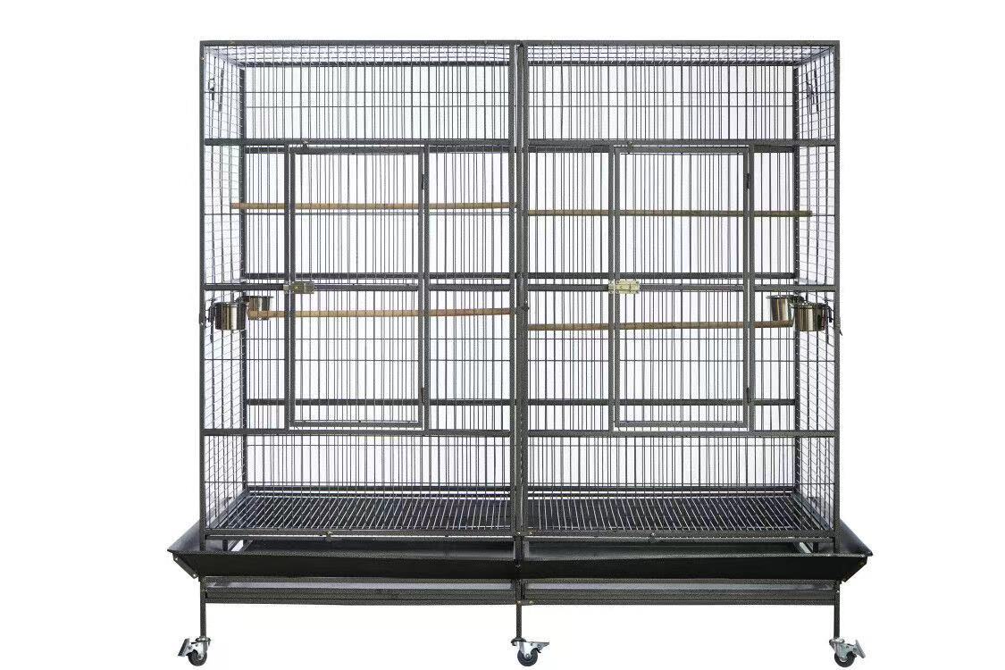 Durable Wrought Iron Bird Cage with Perches & Wheels - YES4PETS