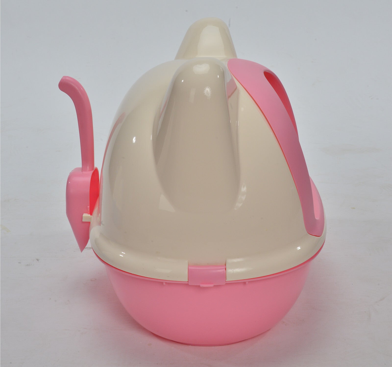 Large Pink Hooded Cat Litter Box, Tray House with Scoop