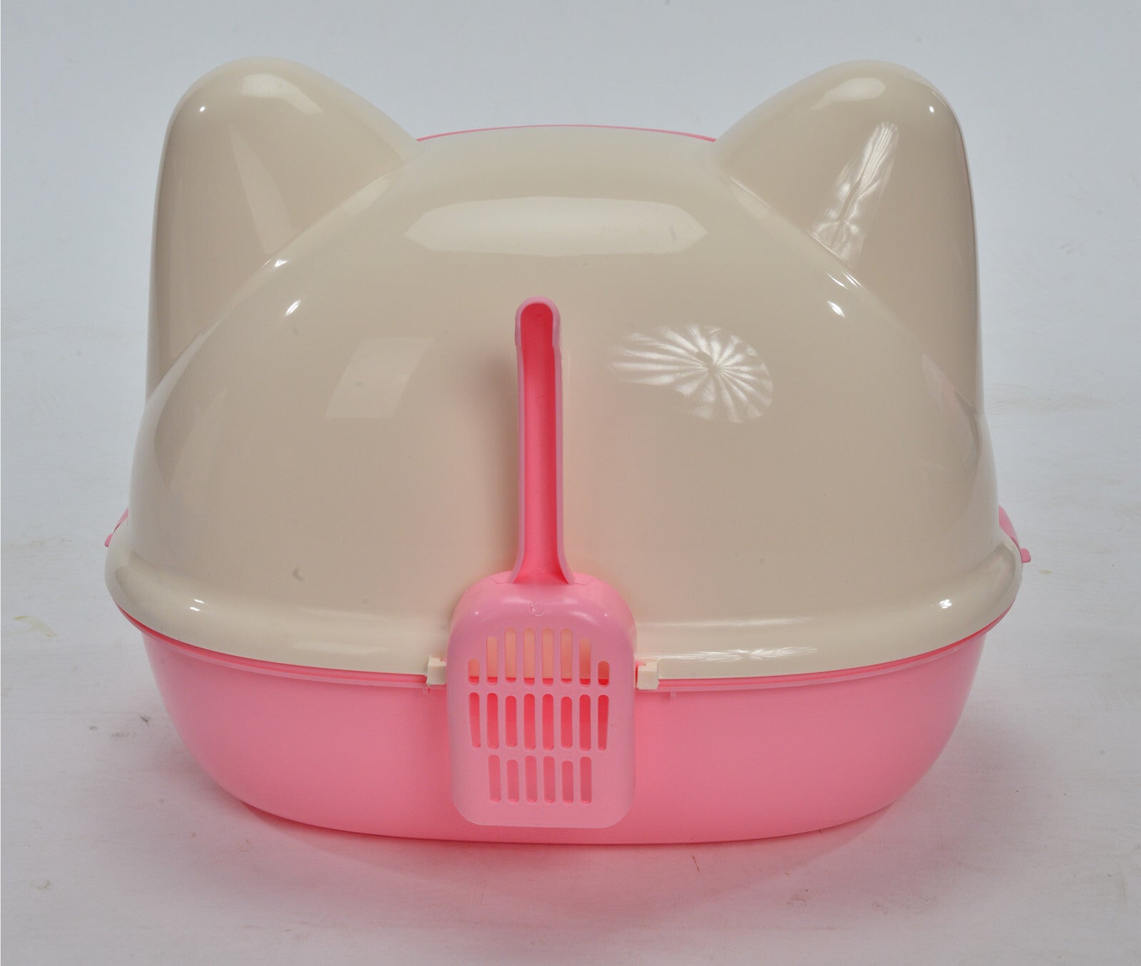 Large Pink Hooded Cat Litter Box, Tray House with Scoop