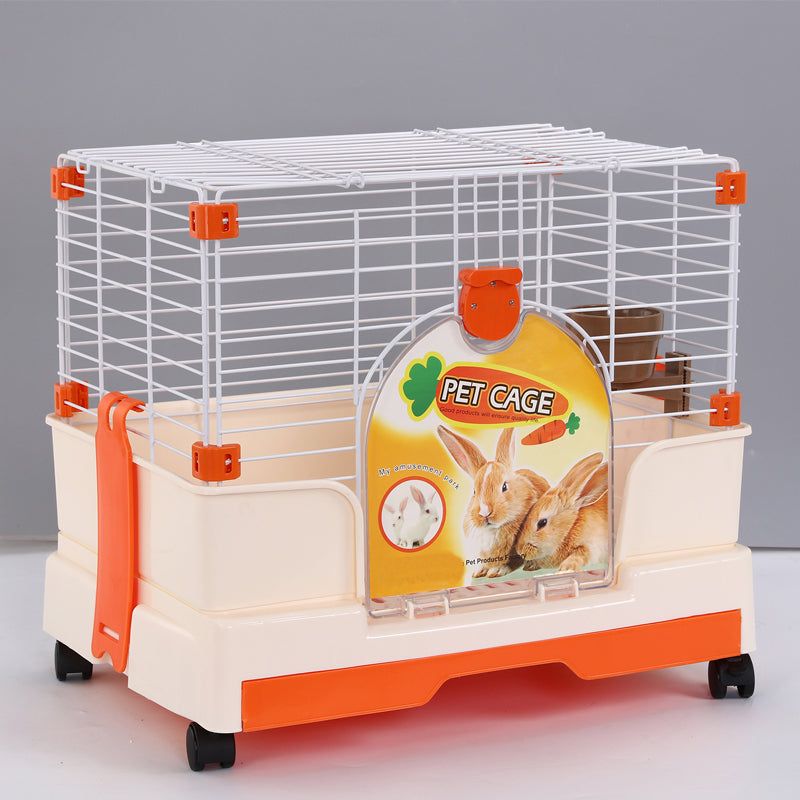 YES4PETS Small Orange Pet Rabbit Cage Guinea Pig Crate Kennel With Pot