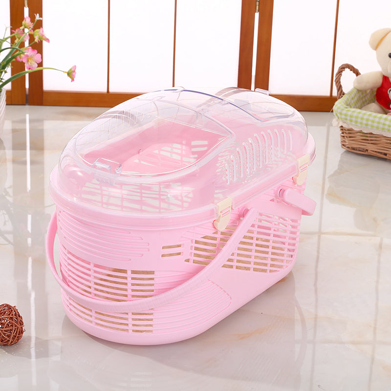 Lightweight Durable Pet Carrier Crate Cage with Mat - Pink