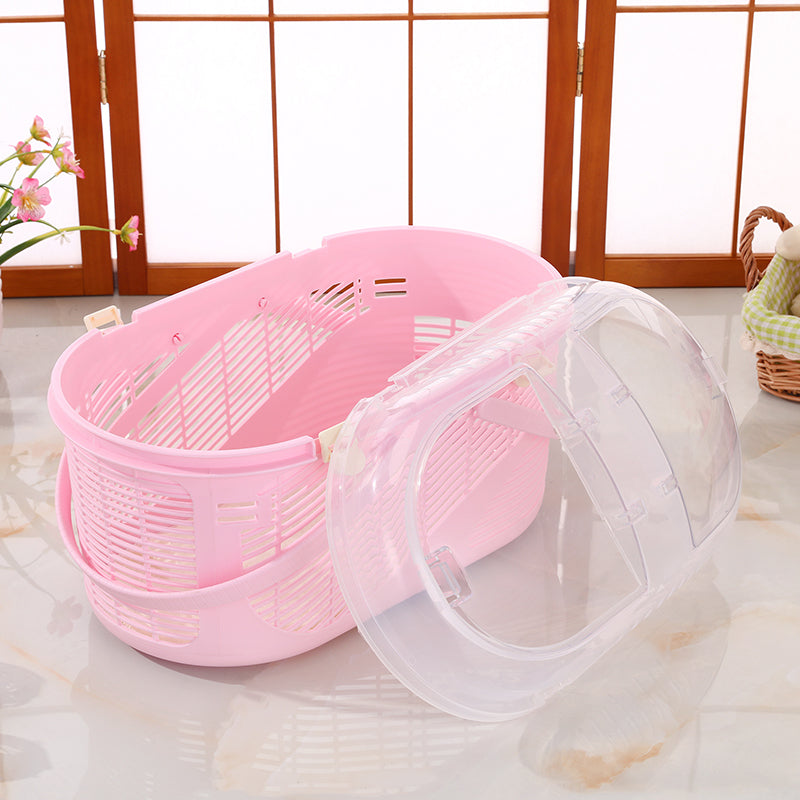 Lightweight Durable Pet Carrier Crate Cage with Mat - Pink