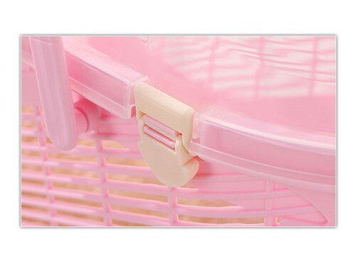 Lightweight Durable Pet Carrier Crate Cage with Mat - Pink