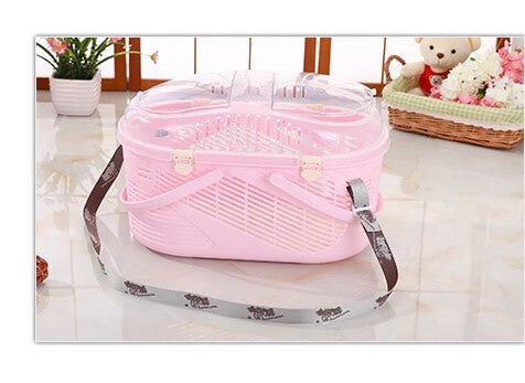 Lightweight Durable Pet Carrier Crate Cage with Mat - Pink