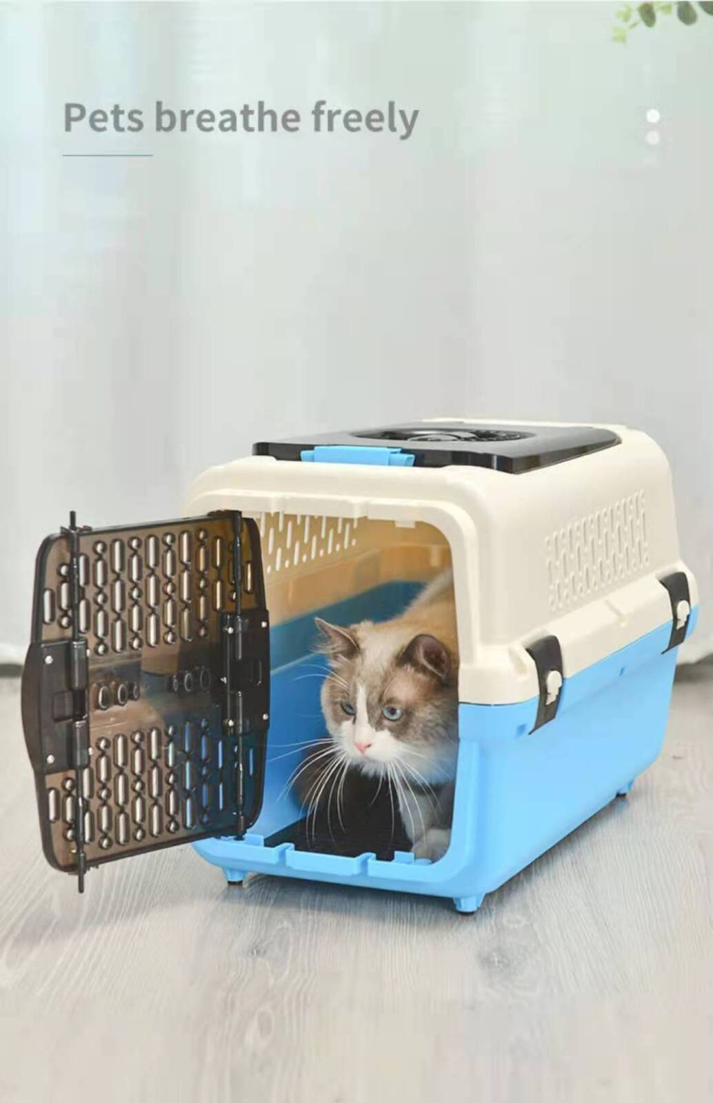 Lightweight Durable Pet Carrier Cage with Tray & Window