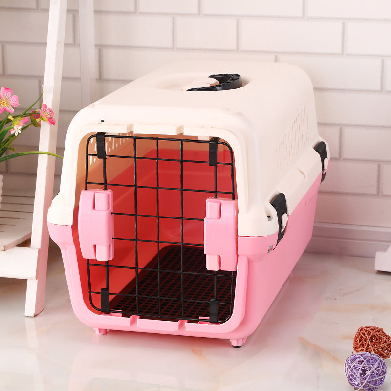 Lightweight Double Door Pet Carrier Travel Cage With Tray