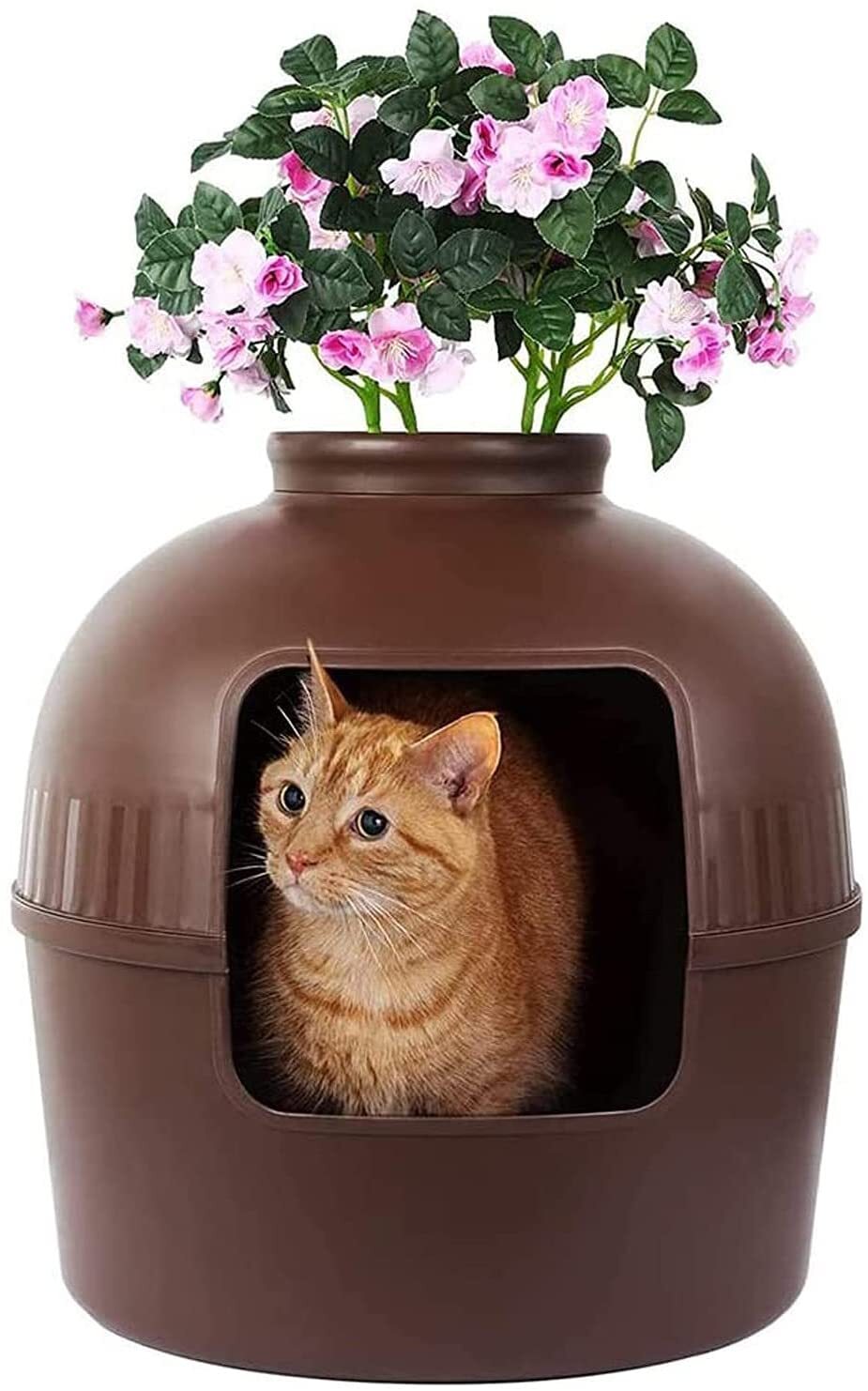 Durable Semi-Enclosed Cat House Litter Box, Large Opening - YES4PETS