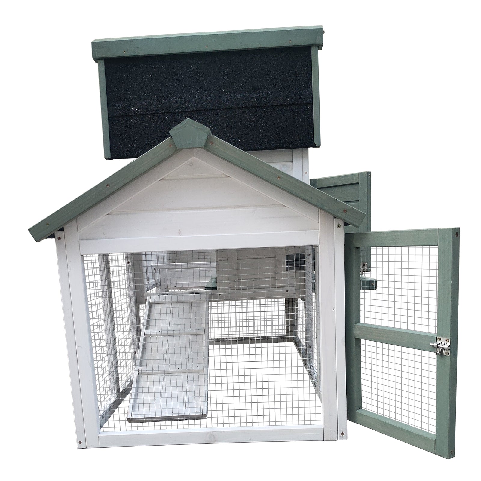 Durable Medium Chicken Coop Rabbit Hutch, Fully Covered, 2 Nesting Boxes - YES4PETS