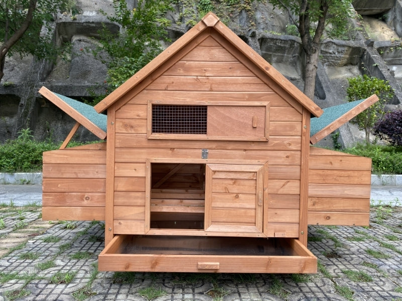 Large Waterproof Fir Wood Chicken Coop & Run for 12 Chickens