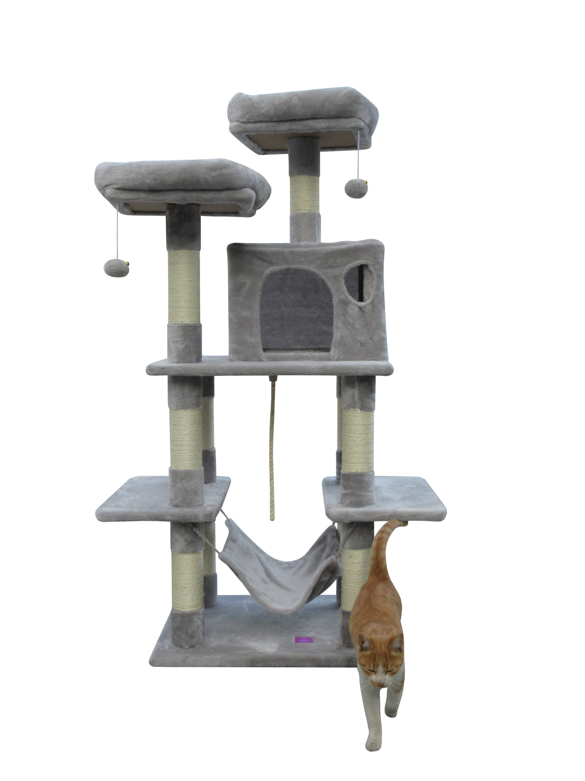 Sturdy 145 cm Sisal Cat Tree with Plush Bed – YES4PETS