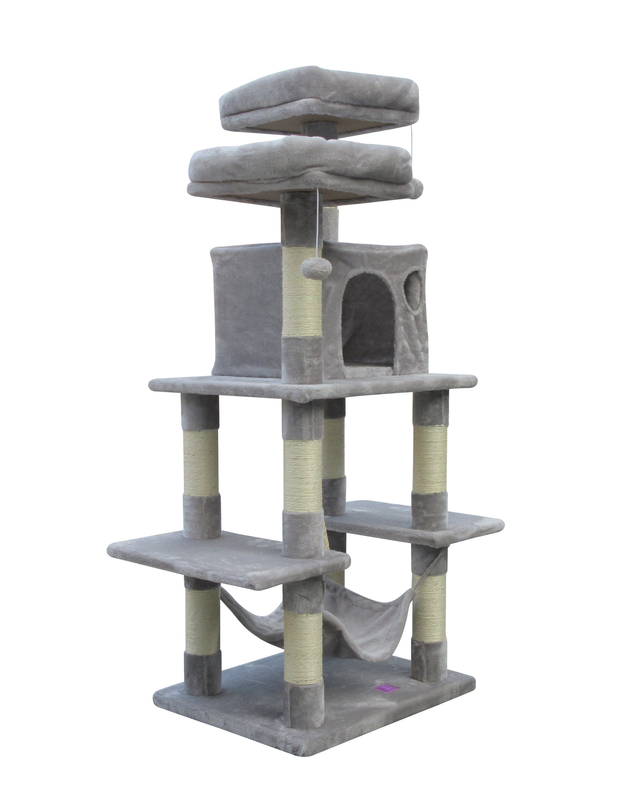 Sturdy 145 cm Sisal Cat Tree with Plush Bed – YES4PETS