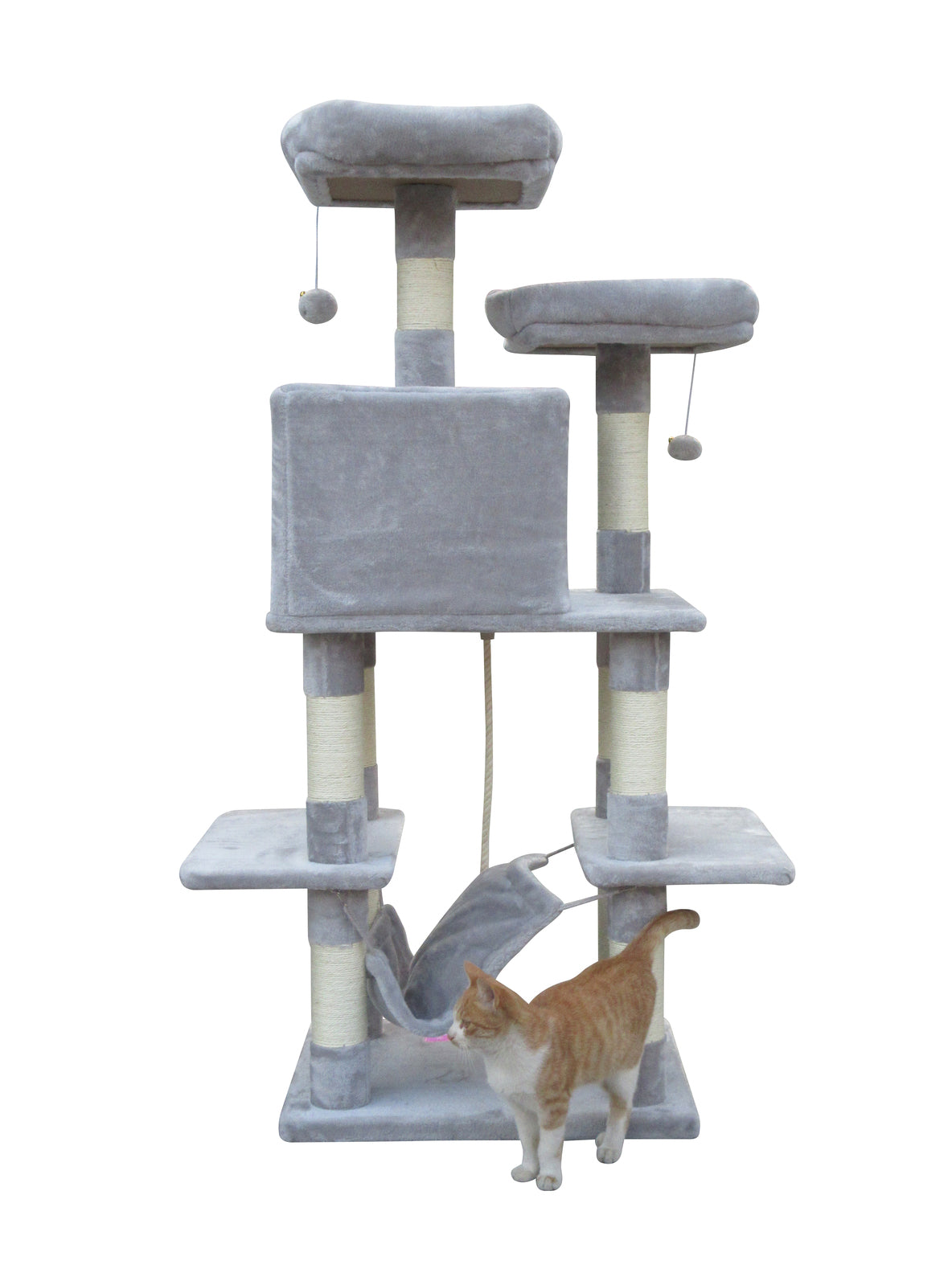 Sturdy 145 cm Sisal Cat Tree with Plush Bed – YES4PETS