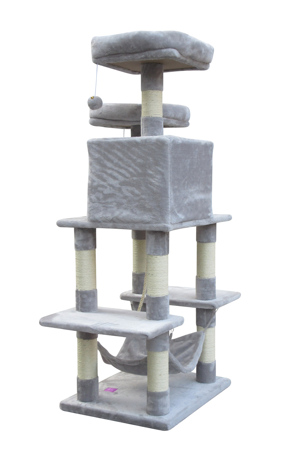 Sturdy 145 cm Sisal Cat Tree with Plush Bed – YES4PETS