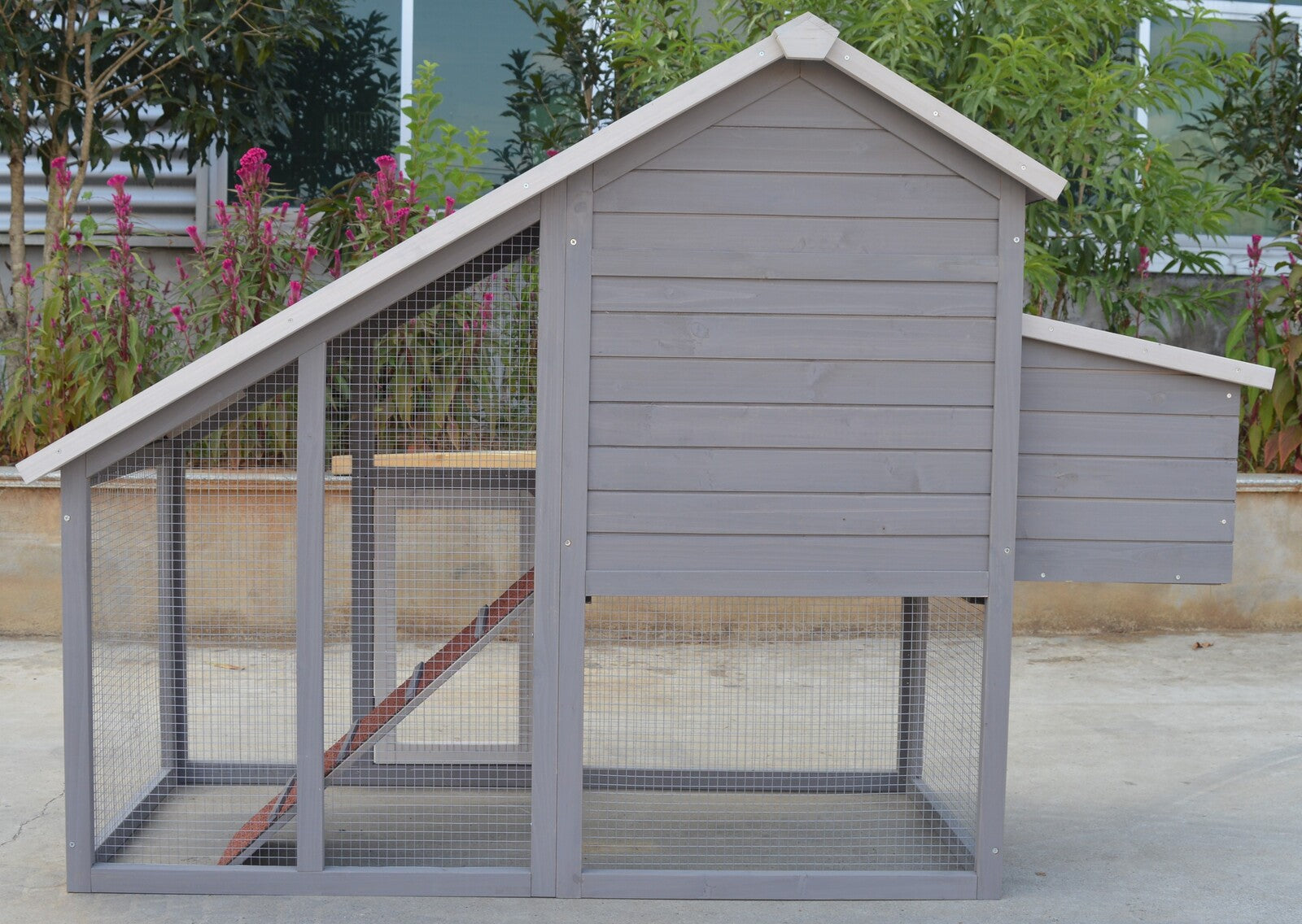 Large Grey Waterproof Chicken Coop Rabbit Hutch with Nesting Box